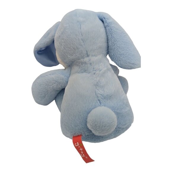 Gitzy Baby Bunny Rabbit Blue White Rattle 14" Plush Stuffed Animal  satin ears - Picture 3 of 8